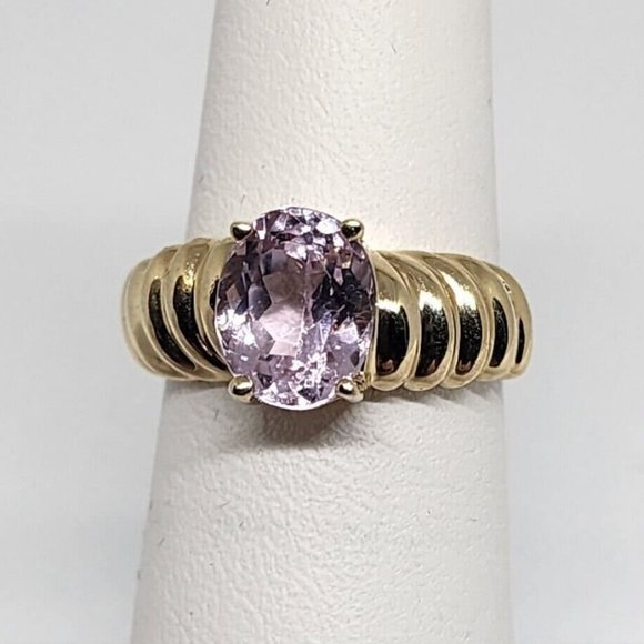 10K YELLOW GOLD & MORGANITE RING  SIZE 5 - Picture 1 of 7